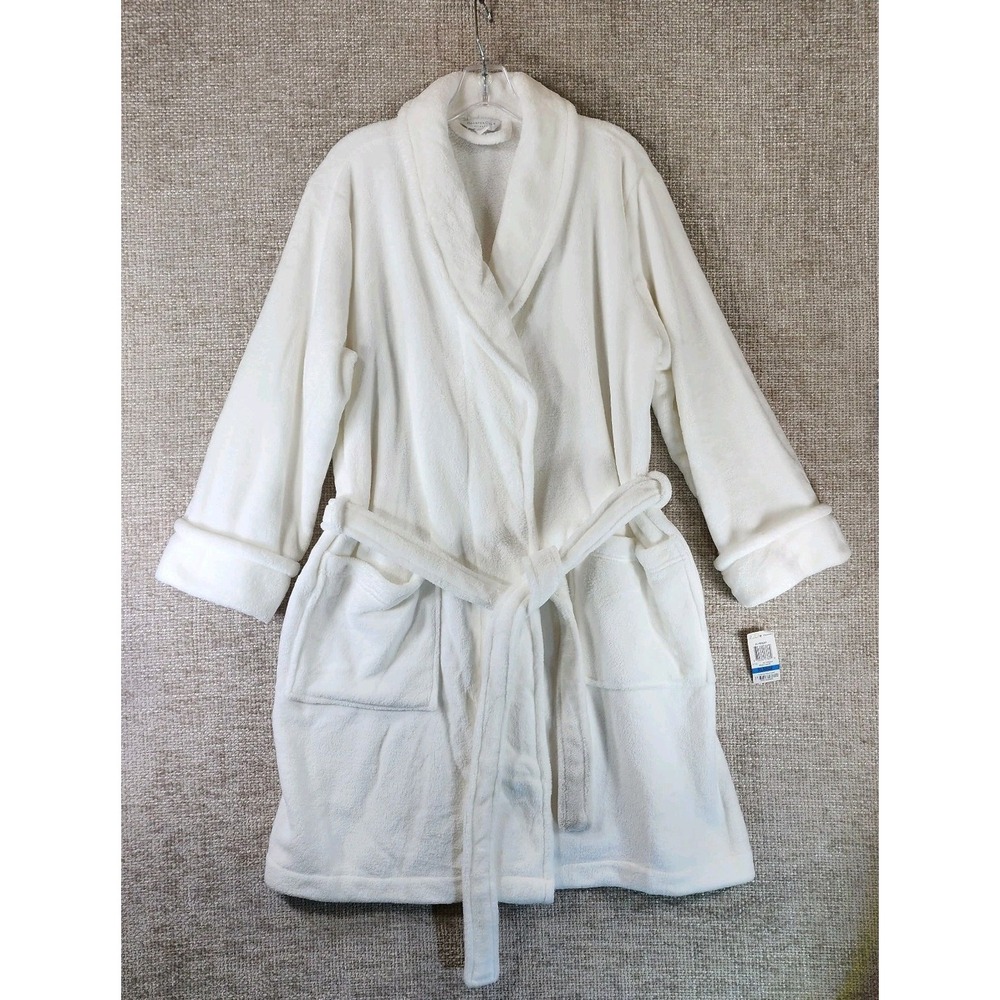 Charter Club Intimates Plush Fleece Robe Womens XL White Shawl Collar Belted NWT